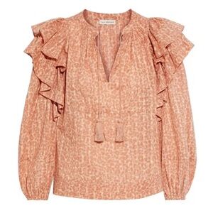 Ulla Johnson Carissa Ruffled Blouse in Peach